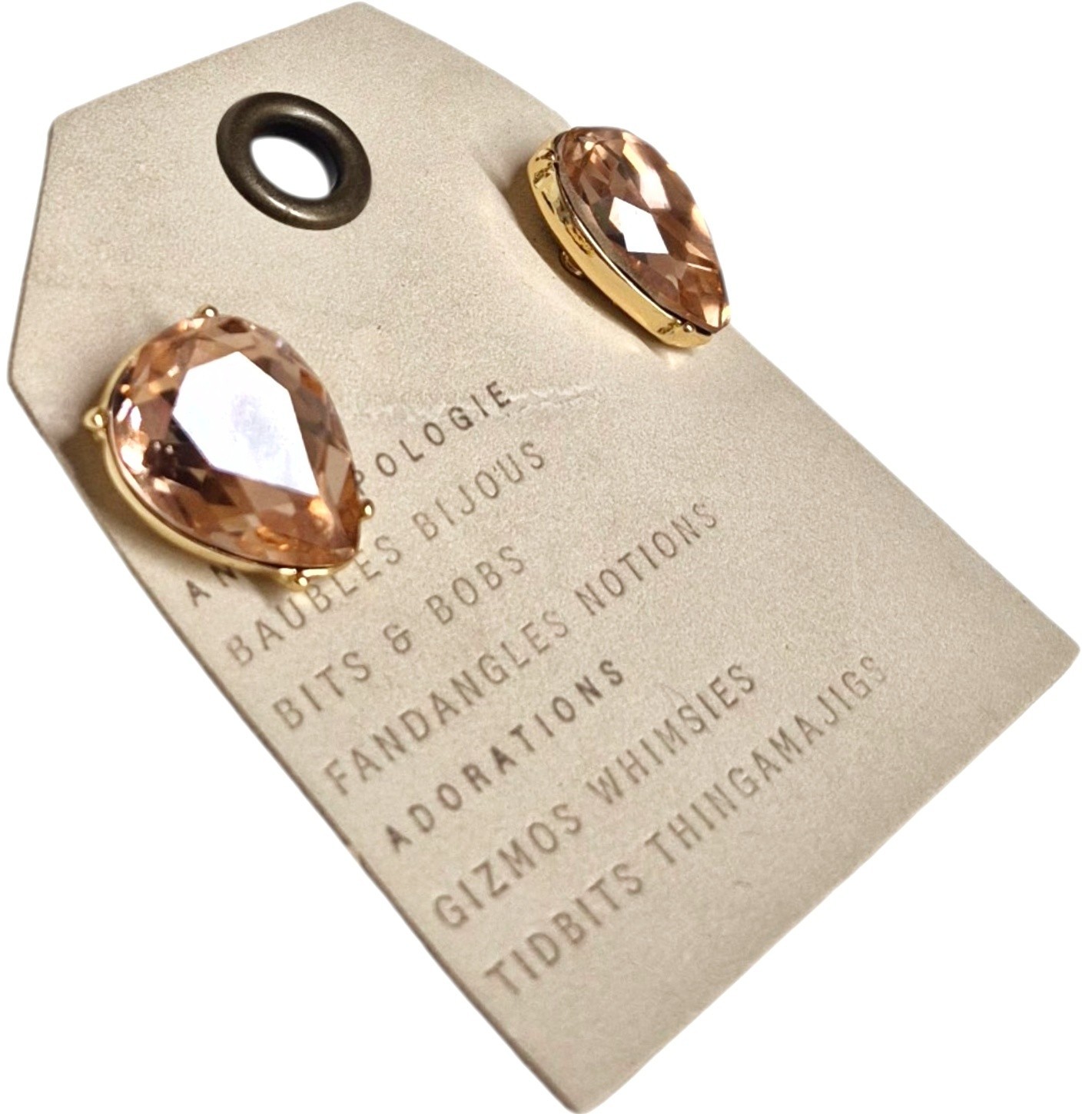 Anthropologie Colorful Stone Drop Earring Light Beige Brown Cubic Zirconia New