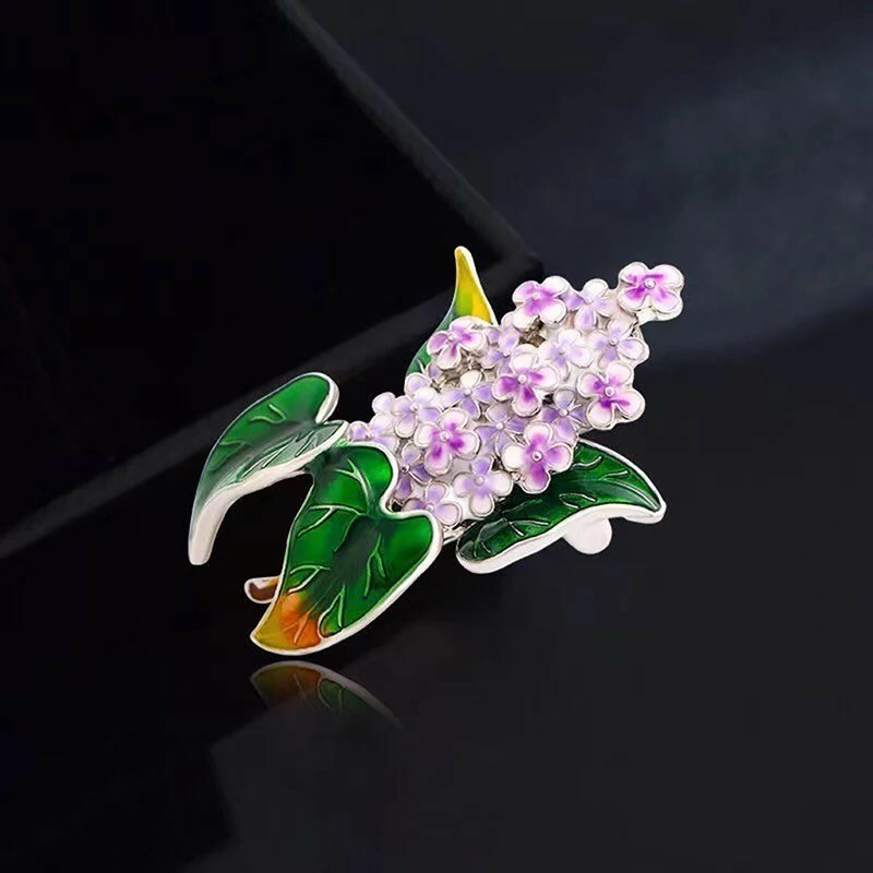 ZARD Lilac Flower Brooch Pin in Enamel
