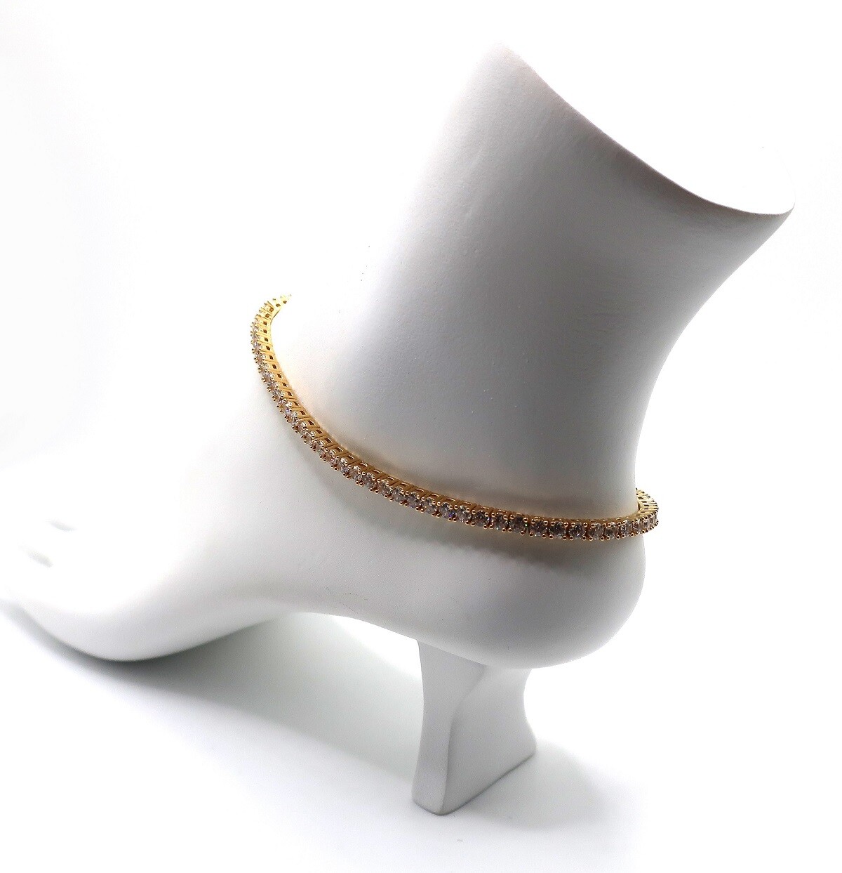 Women’s 3mm 11 ” Round Cut Cubic Zirconia Tennis Chain Anklet Ankle Bracelet