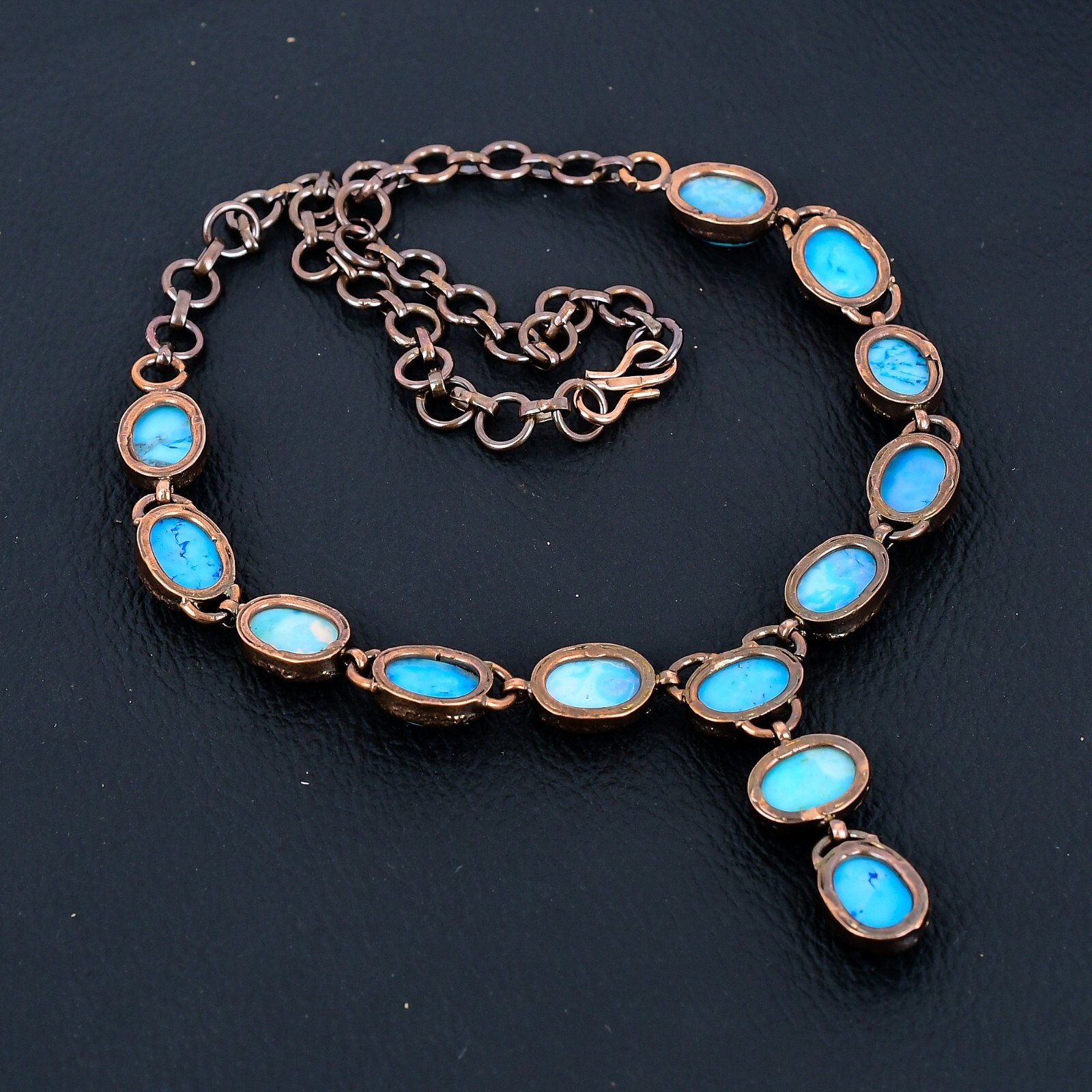 Turquoise Gemstone Copper Electroformed Jewelry Handmade Necklace For Love
