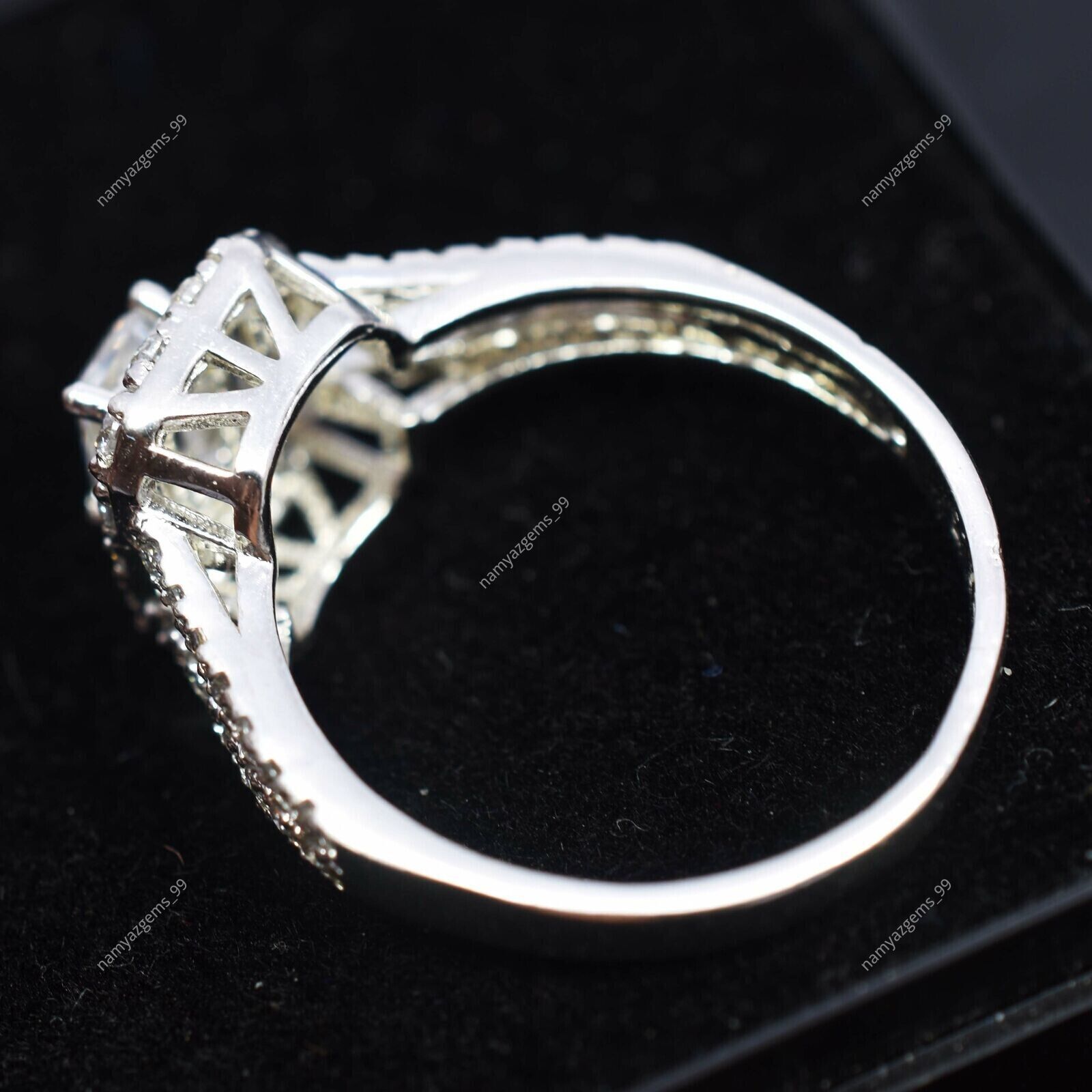 7×5 MM Synthetic White Moissanite Radiant VVS Beautiful Design 925 Silver Ring
