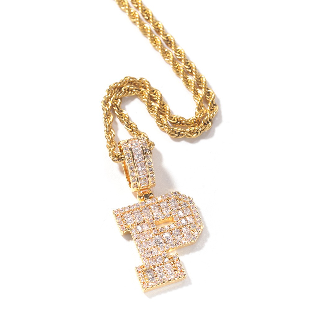 Custom A-Z Name Letters Pendant Necklace 5A Zircons 18K Gold Plated Jewelry Gift