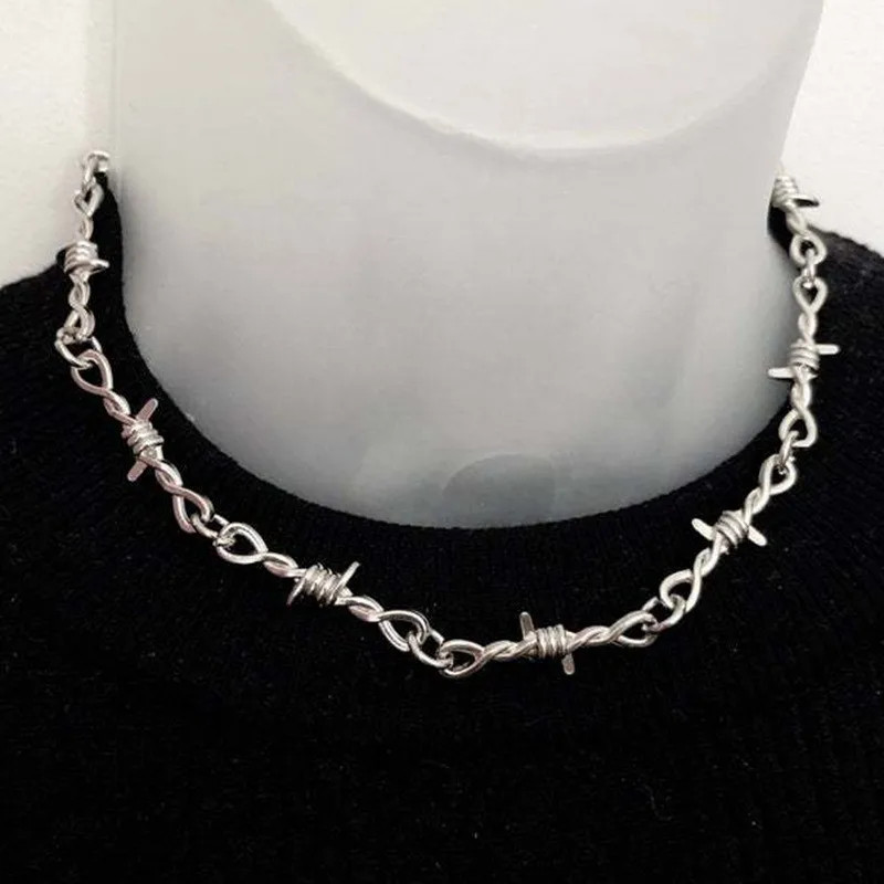 Fashion Iron Unisex Choker Necklace Women Hip-Hop Gothic Punk Barbed Wire Little