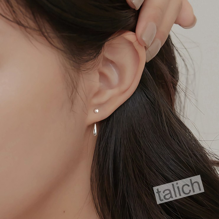 999 Fine Silver Organic Tiny Dew Drop Earrings Jacket Ball Screw Back Minimal