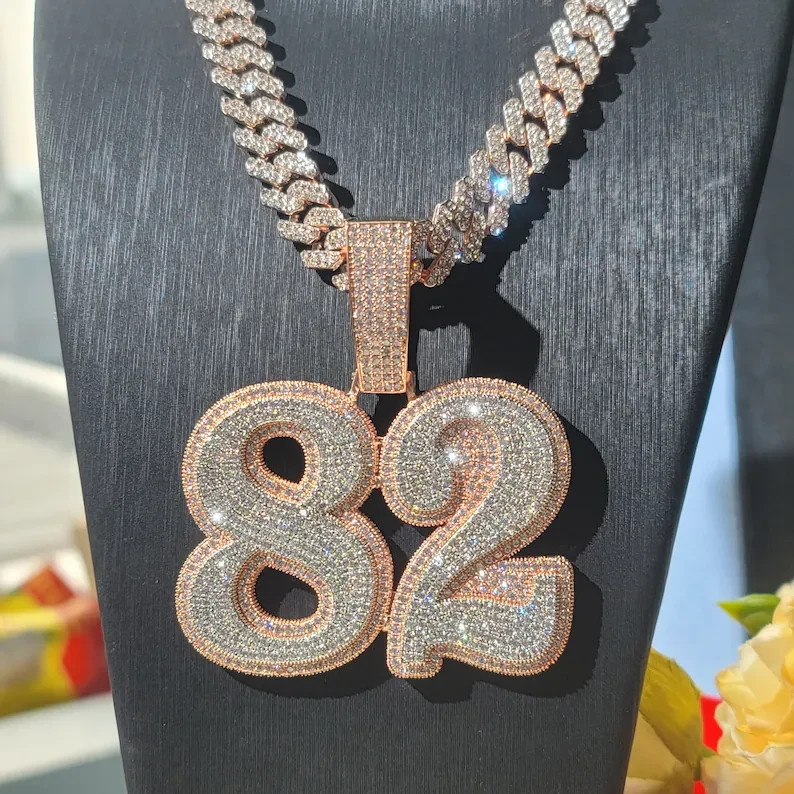 14K White Gold Plated Personalized Hip Hop Pendant 4 Ct Round Simulated Diamond