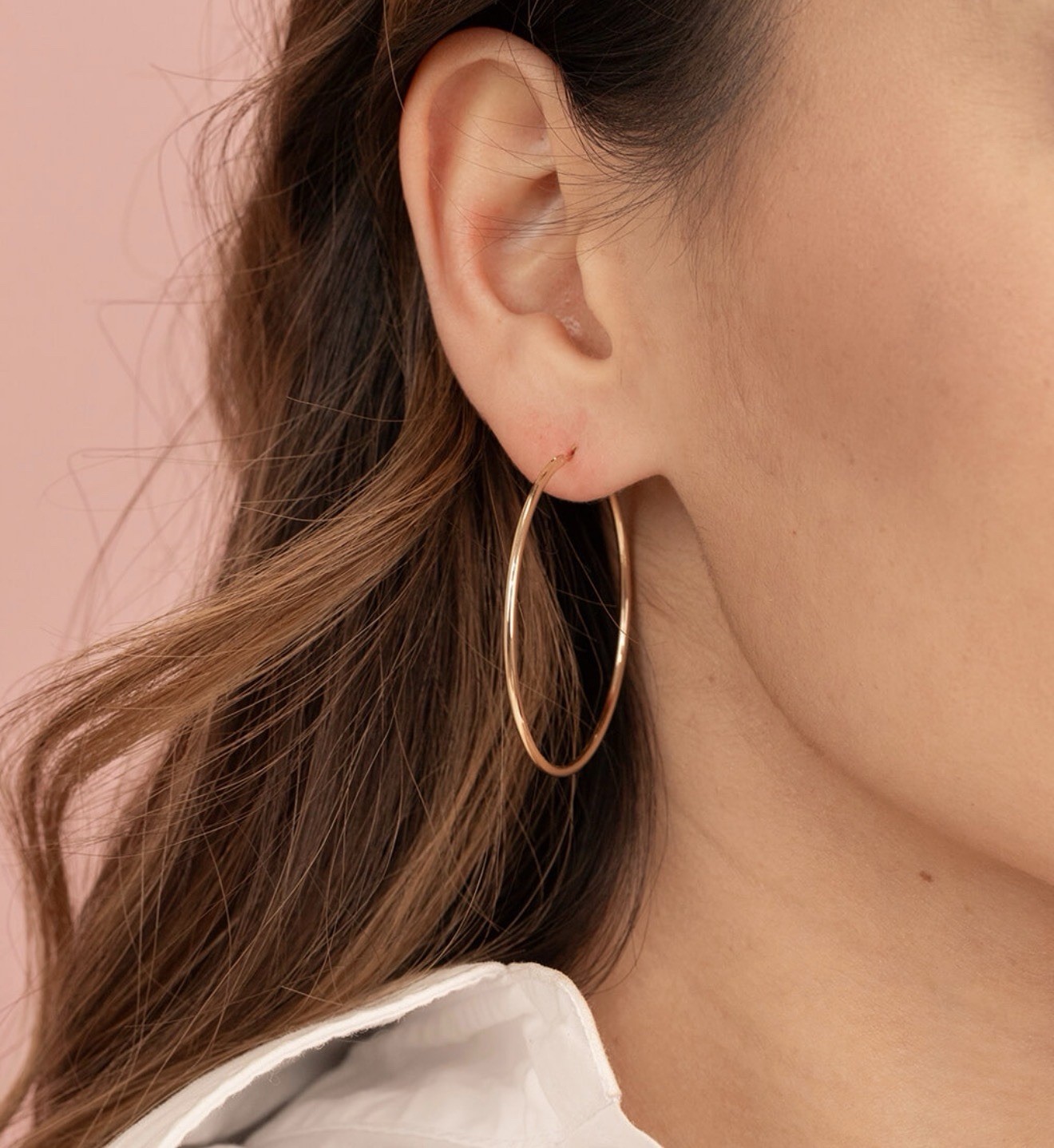 14K Gold Plated Classic Large (4 cm) Hoop Earrings Water Resistant