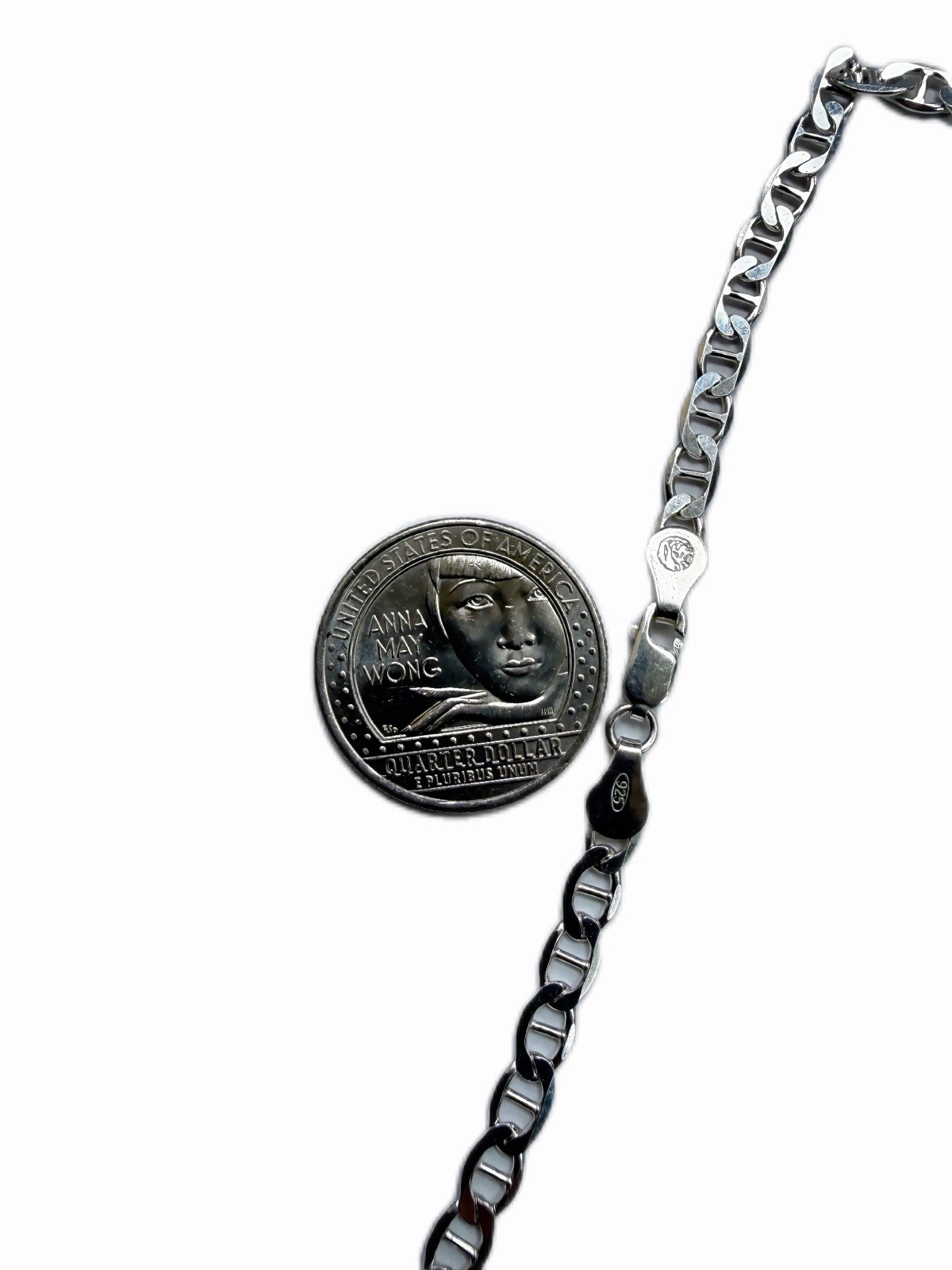 925 Sterling Silver 4mm Anchor 26 in Mariner Italian Chain Necklace