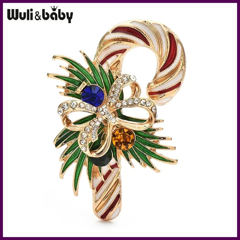 Wuli&baby Enamel Candy Rod Brooches Pins For Women Christmas New Year