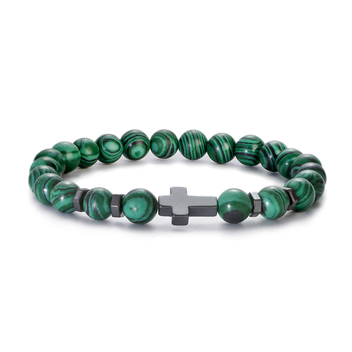 Men Women Lava Obsidian Beads Bracelet Natural Stone Yoga Elastic Bangle Jewelry