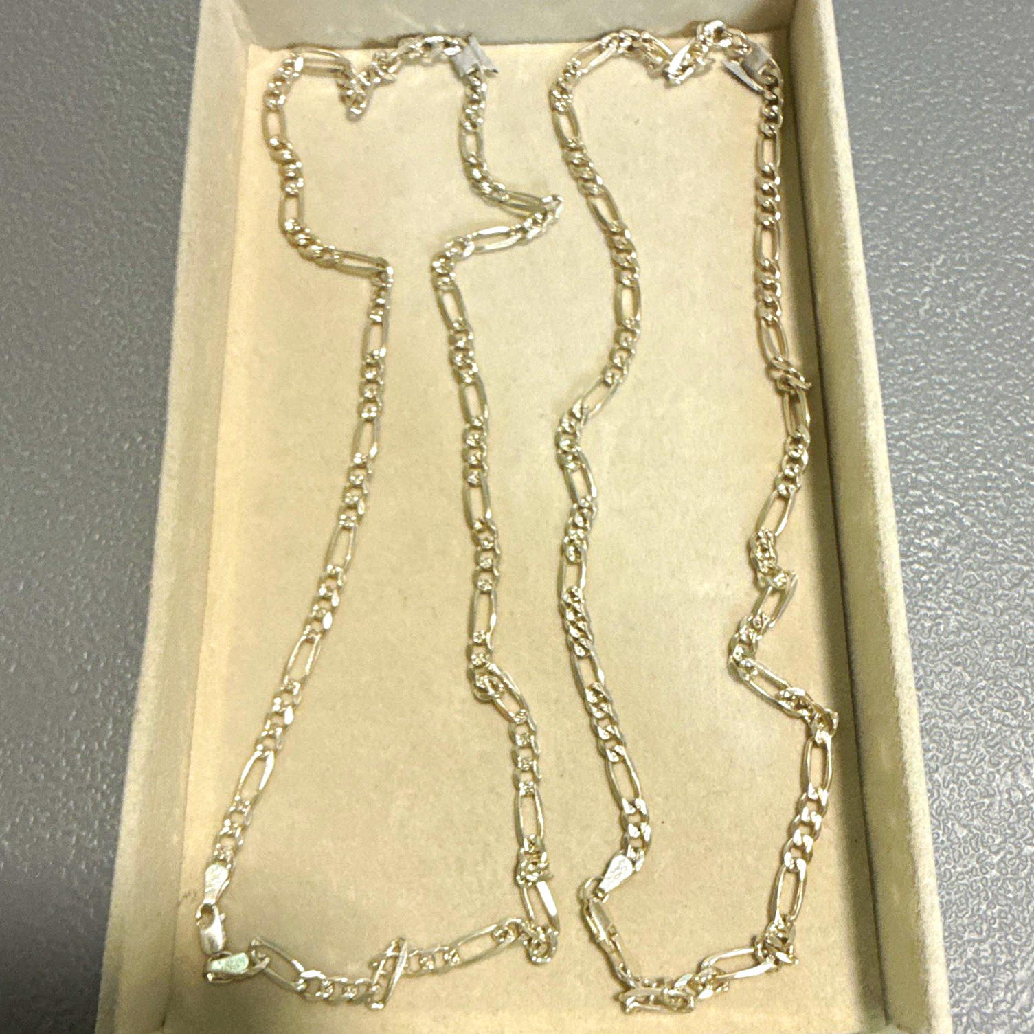 Silver .925 Figaro Chain Necklace, Chain Style, Lobster Closure, No Stones