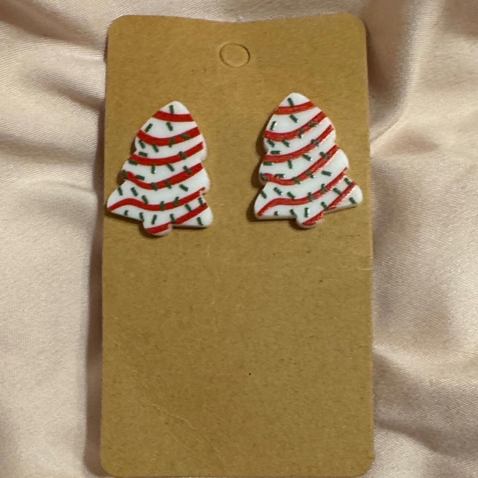 Festive “Little Debbie” Christmas Tree Earrings