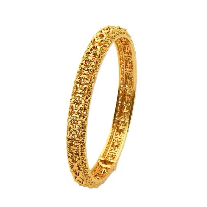 Gold Plated Open Bangles, Bracelets, 6 Pcs