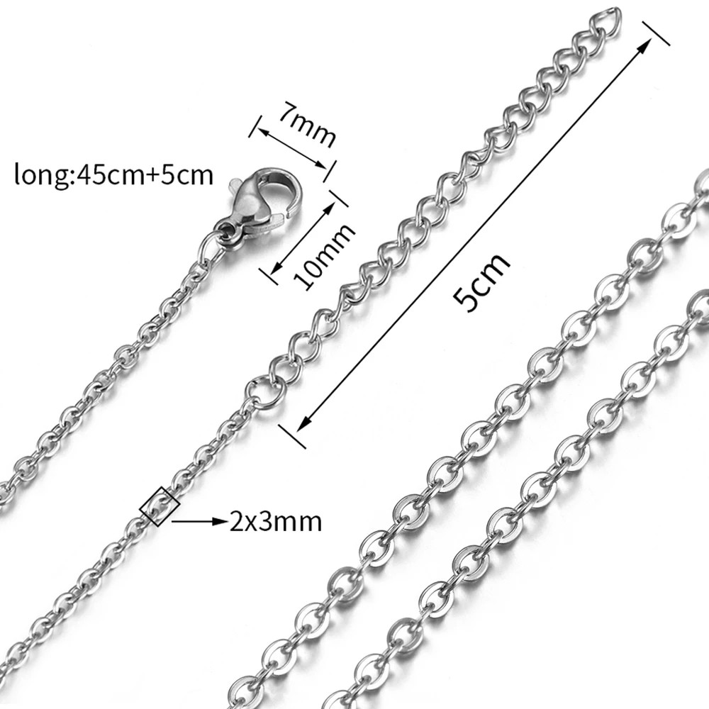 10Pcs Stainless Steel Bead Chain Necklace DIY Jewelry Making Lobster Clasp 45cm