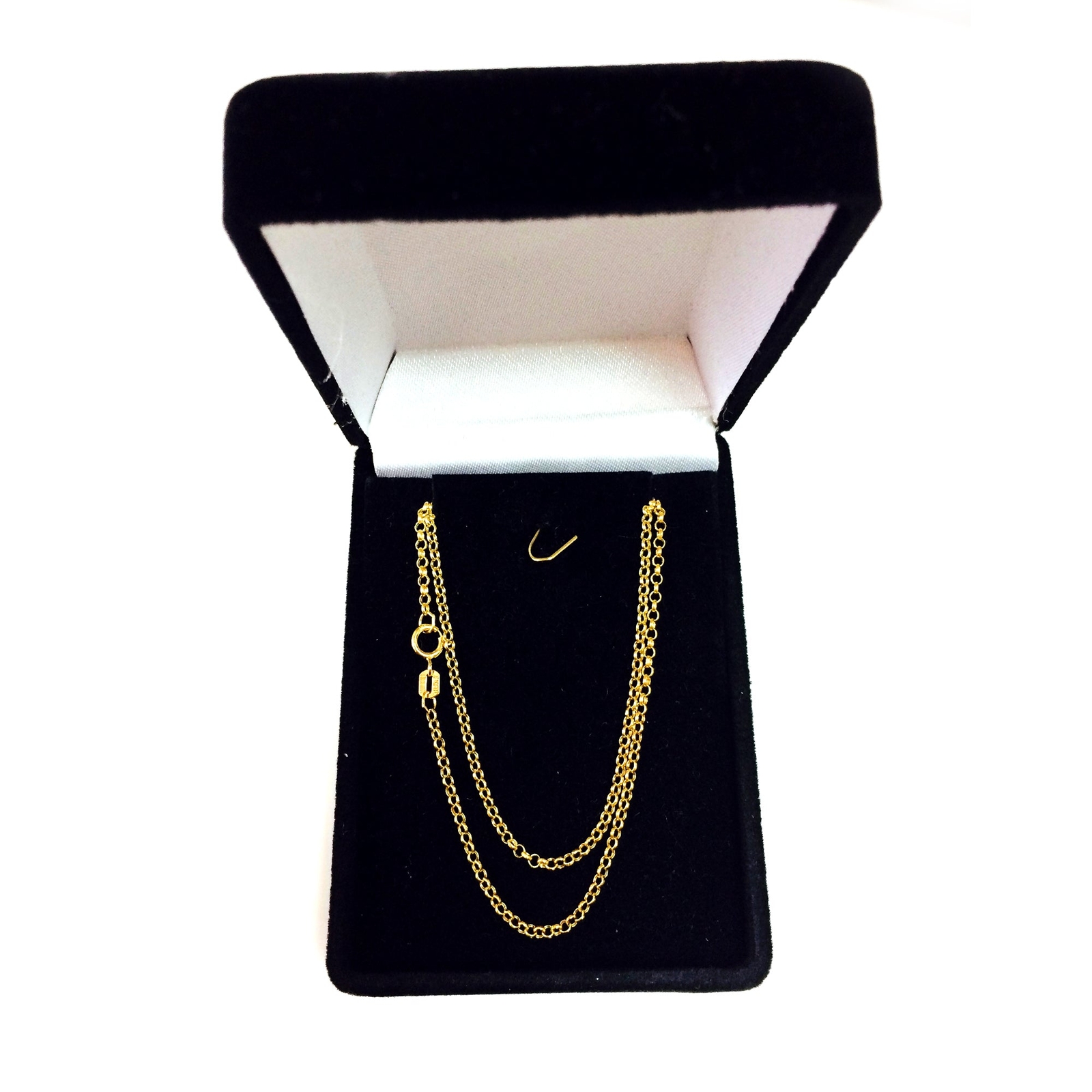 10k Yellow Real Gold Round Rolo Link Chain Necklace, 1.9mm, 16″