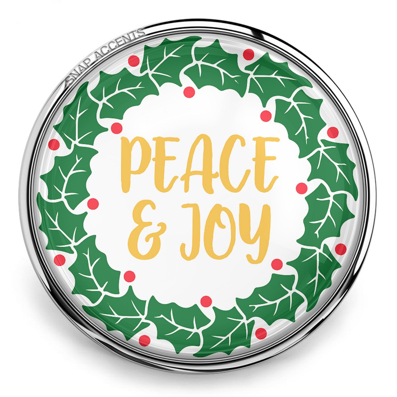 Snap Jewelry Christmas Ginger Charm 18MM Wreath Peace Joy Holiday Snap Button