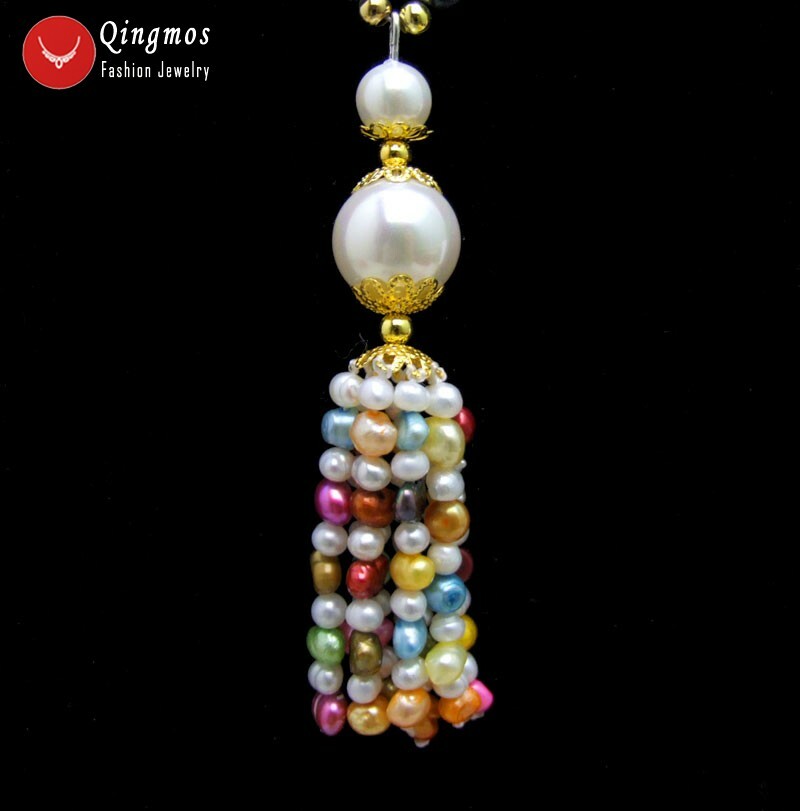 4-5mm Multicolor Baroque Natural Pearl Tassel Pendant & Necklace for Women 20”