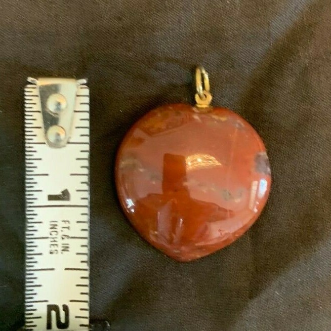 Vintage Red Moss Natural Agate Heart Pendant- approx 1.5″ – #1
