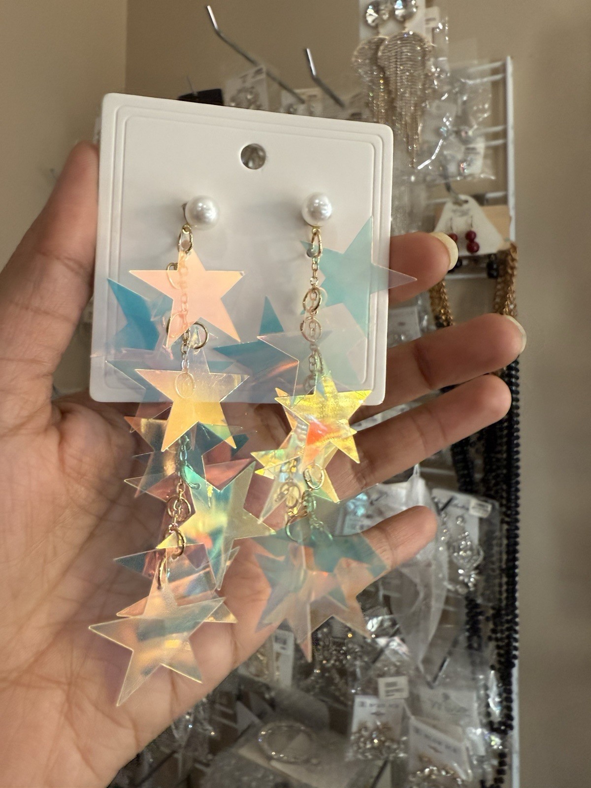 Large Star Acrylic Earrings Vintage Style Plastic Chunky Statement Big