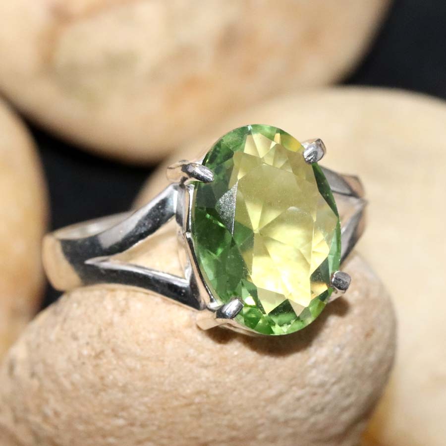 925 Silver Plated Exclusive Tsavorite Faceted Ring US 7 Gift For Niece Trendy GW