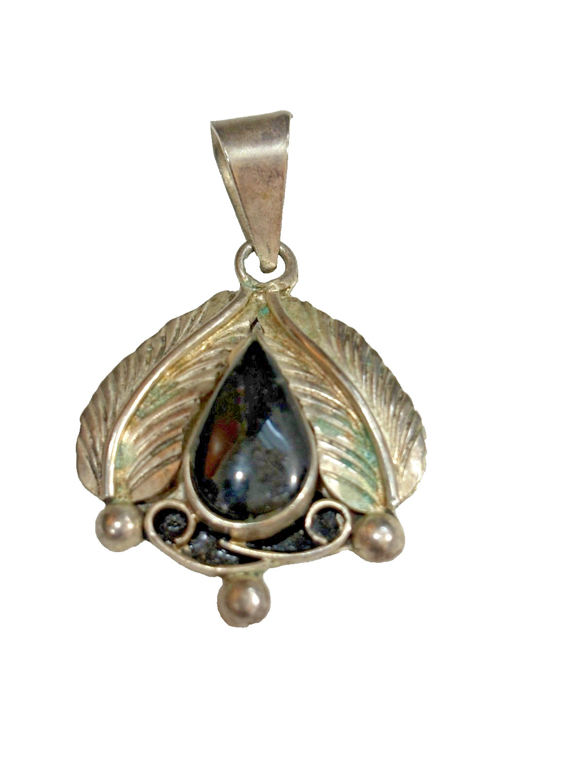 Navajo Black Onyx & Sterling Silver Pendant 5.8 Grams