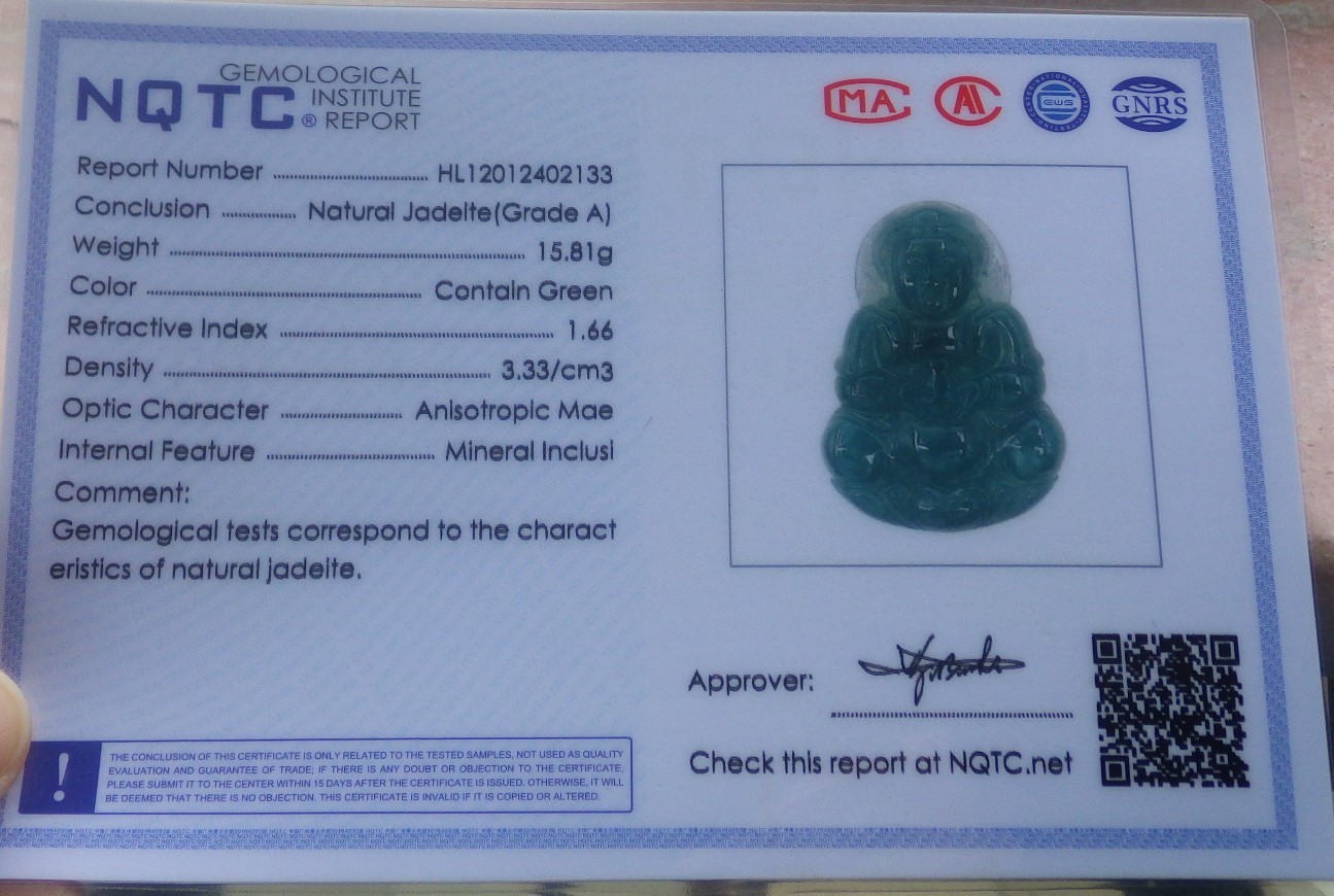 Video Certified Natural Green A Jade jadeite Pendant Kwan yin Guanyin 418754 TS