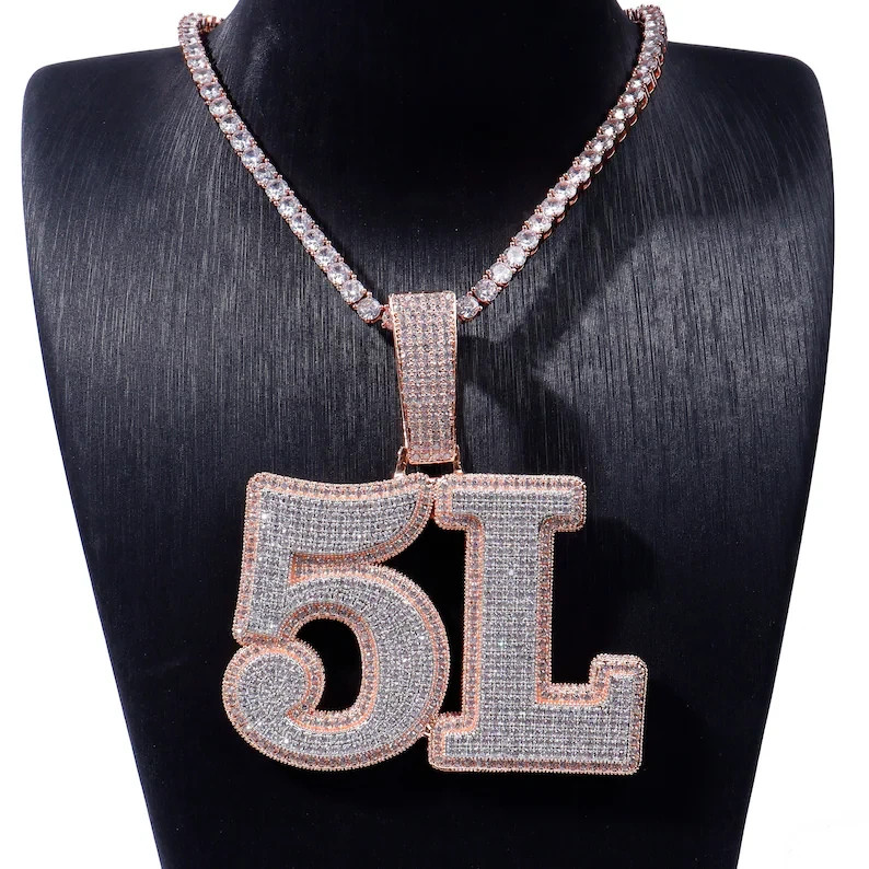 14K White Gold Plated Personalized Hip Hop Pendant 4 Ct Round Simulated Diamond