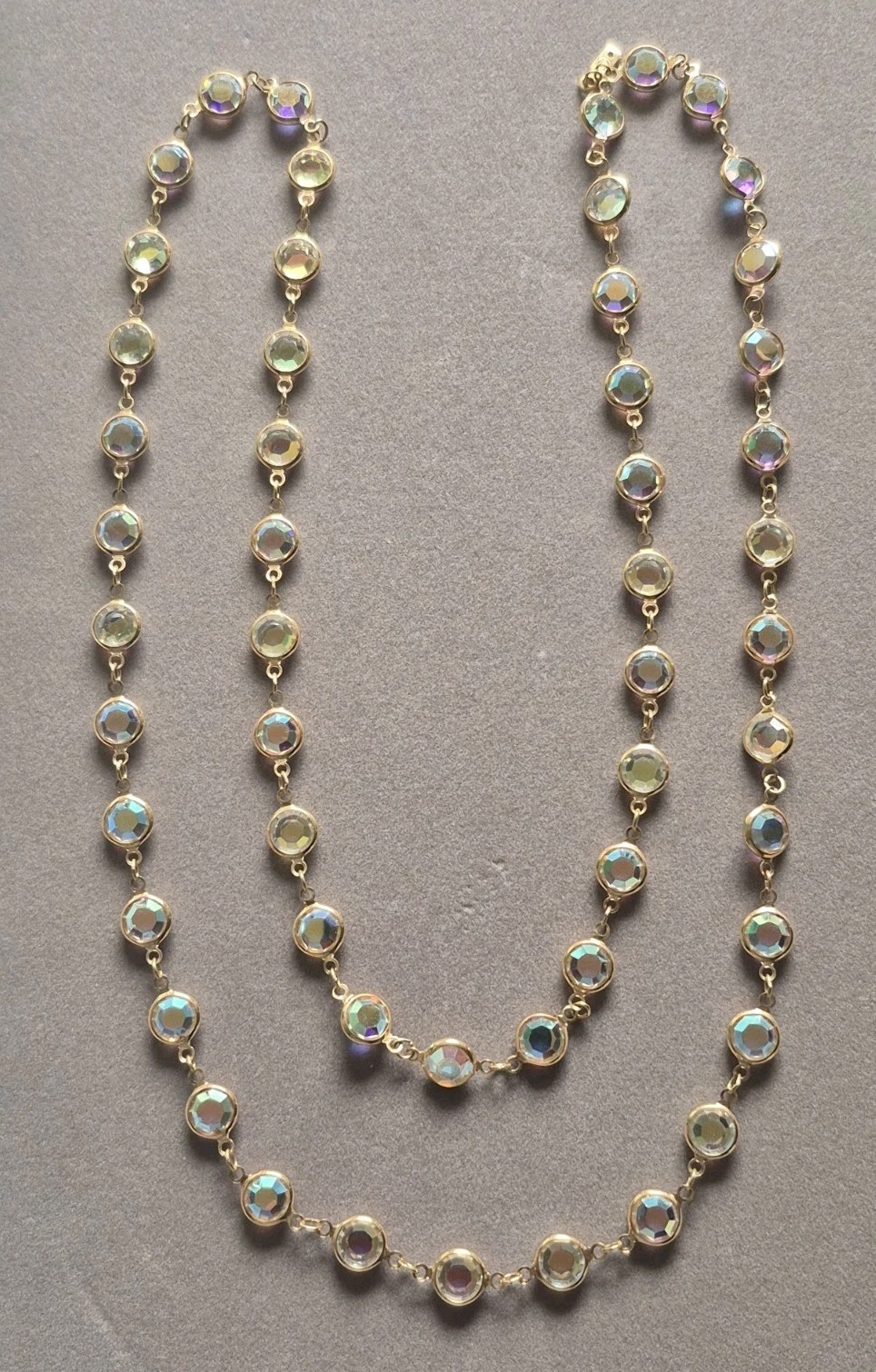 Swarovski Crystal AB Swan tag marked bezel beaded necklace