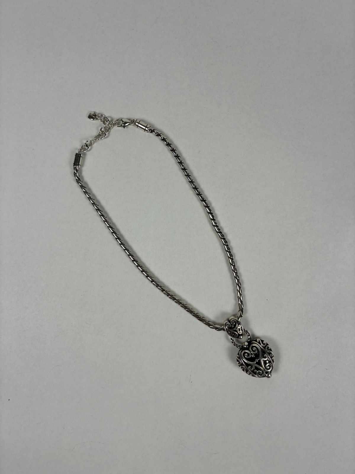 Brighton Bibi Heart Necklace Silver Tone Iconic Bali Style 18”