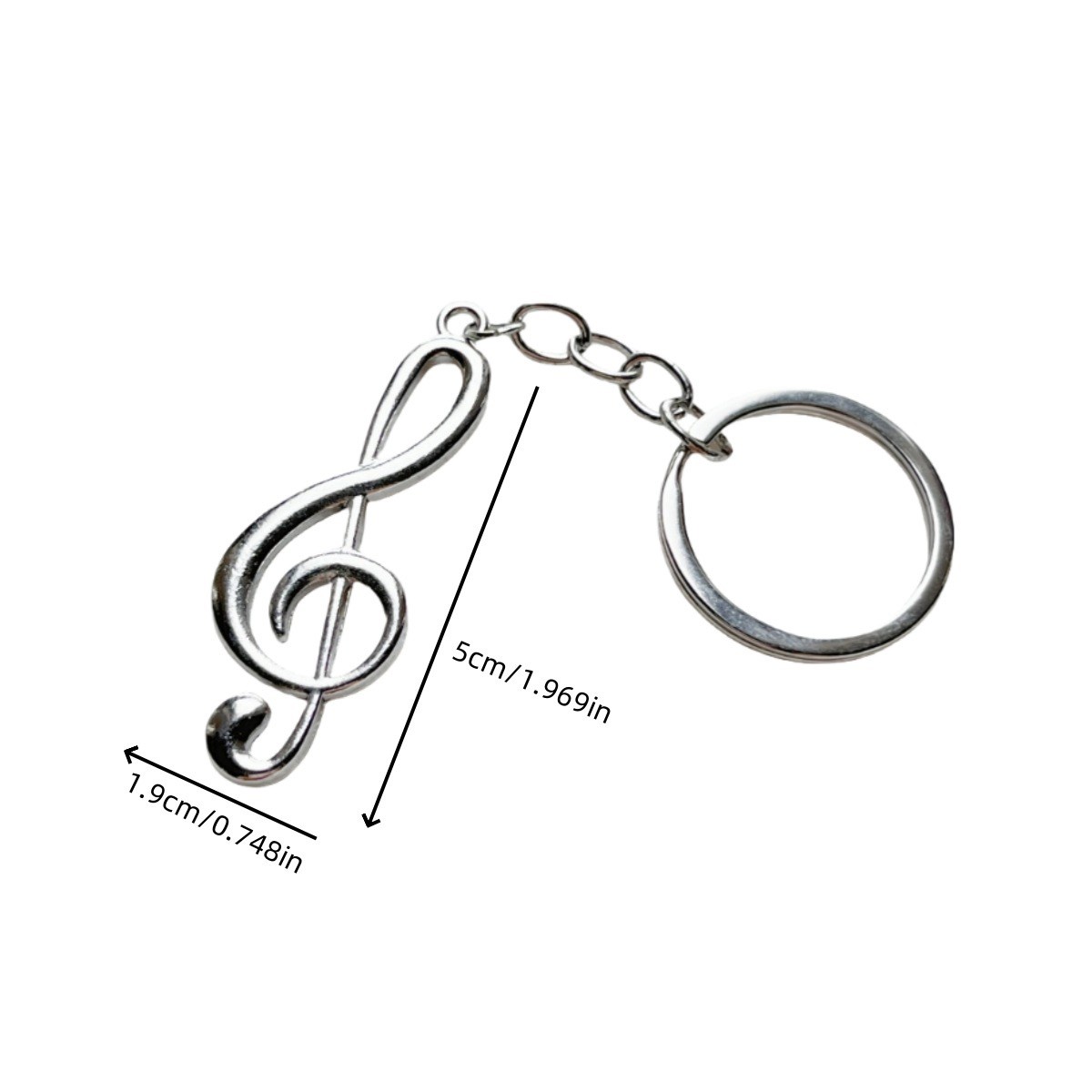 2X Creative Silver Color Music Symbol Metal Keychain Ring Keyring Key Fob