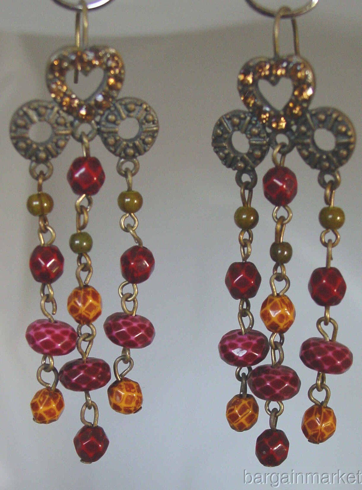 Vintage Style Multi Color Dangle Bead Post Earrings for Pierced Ears