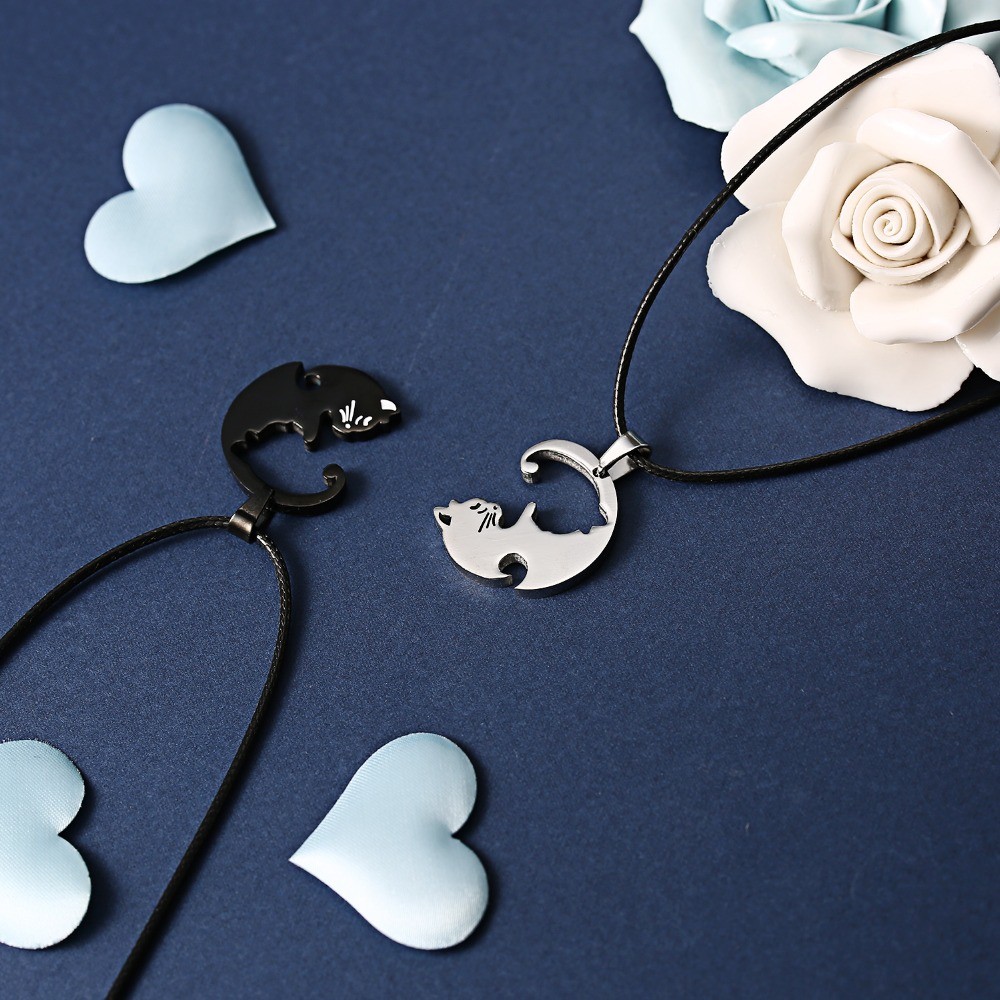 Cat Pendant Necklace Yin Yang Style – 2 Pieces Ships Free from the USA