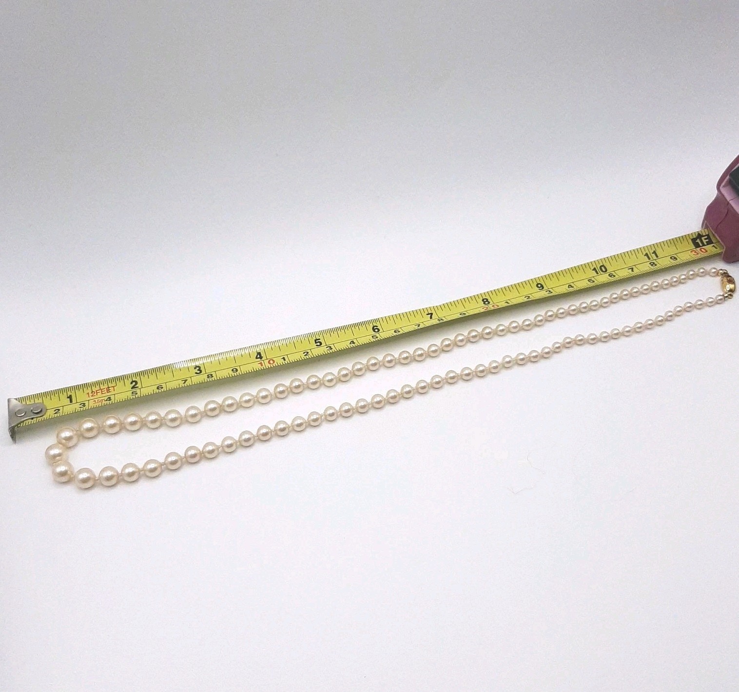 Monet Vintage Ivory Imitation Pearl Graduated Single Strand Necklace Signed 24″