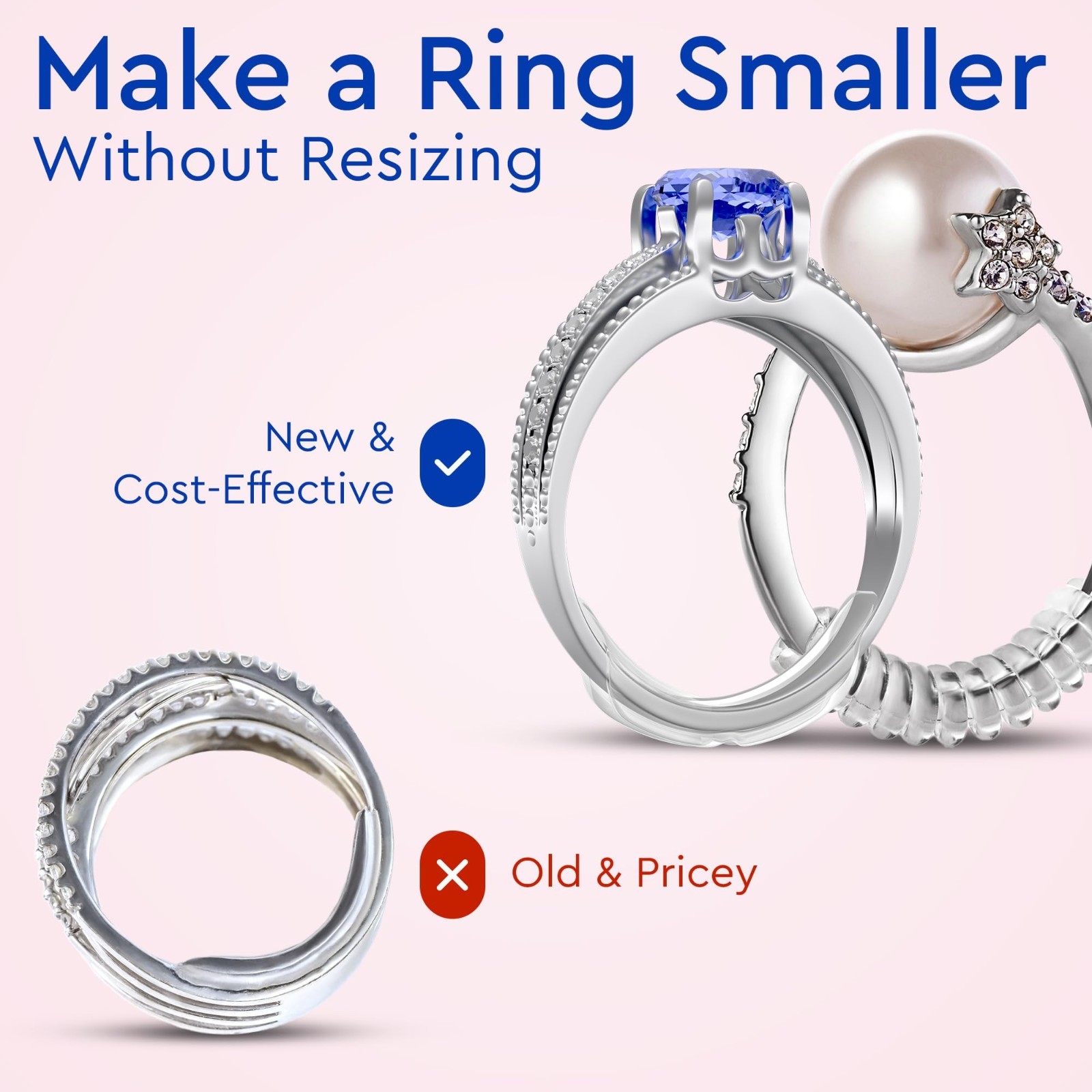 Adjustable Ring Sizers – 8 Clip & 6 Coil Adjusters, Ring Guards for Loose Rings