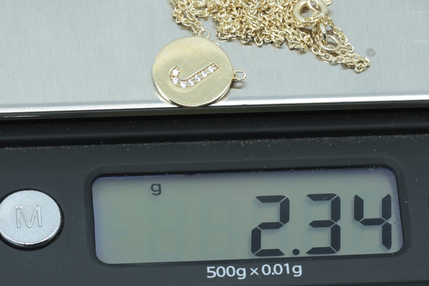 Sterling Silver Gold Tone Initial J Disc Pendant Necklace 925 Pave Stones 18