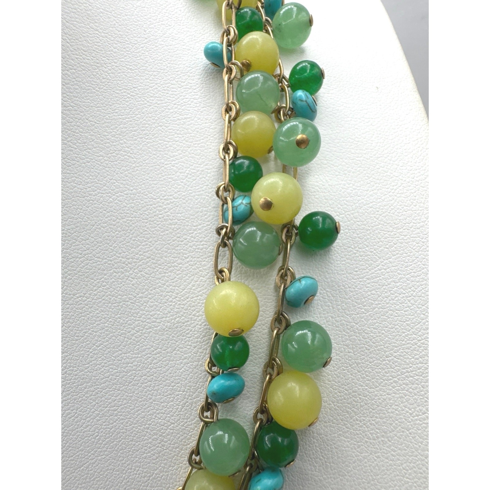 Stella & Dot 44” Beaded Necklace Green Two Anna’s India Charm Layered