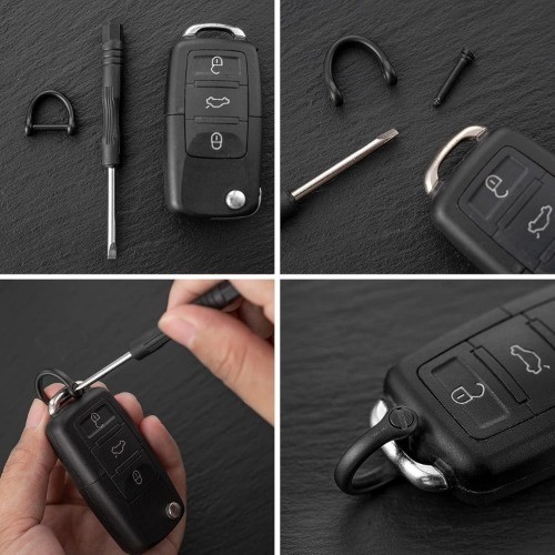 D Ring Keychain, Durable D Shape Key Ring for Car keys, Horseshoe Color: Black