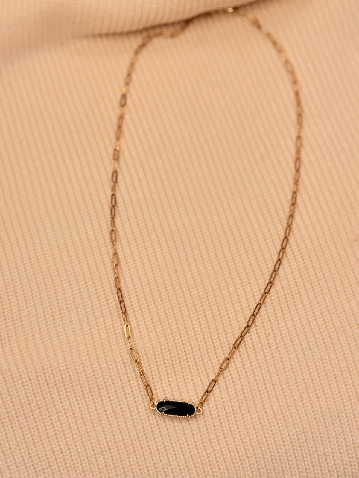 Gold Necklace With Black Pendant