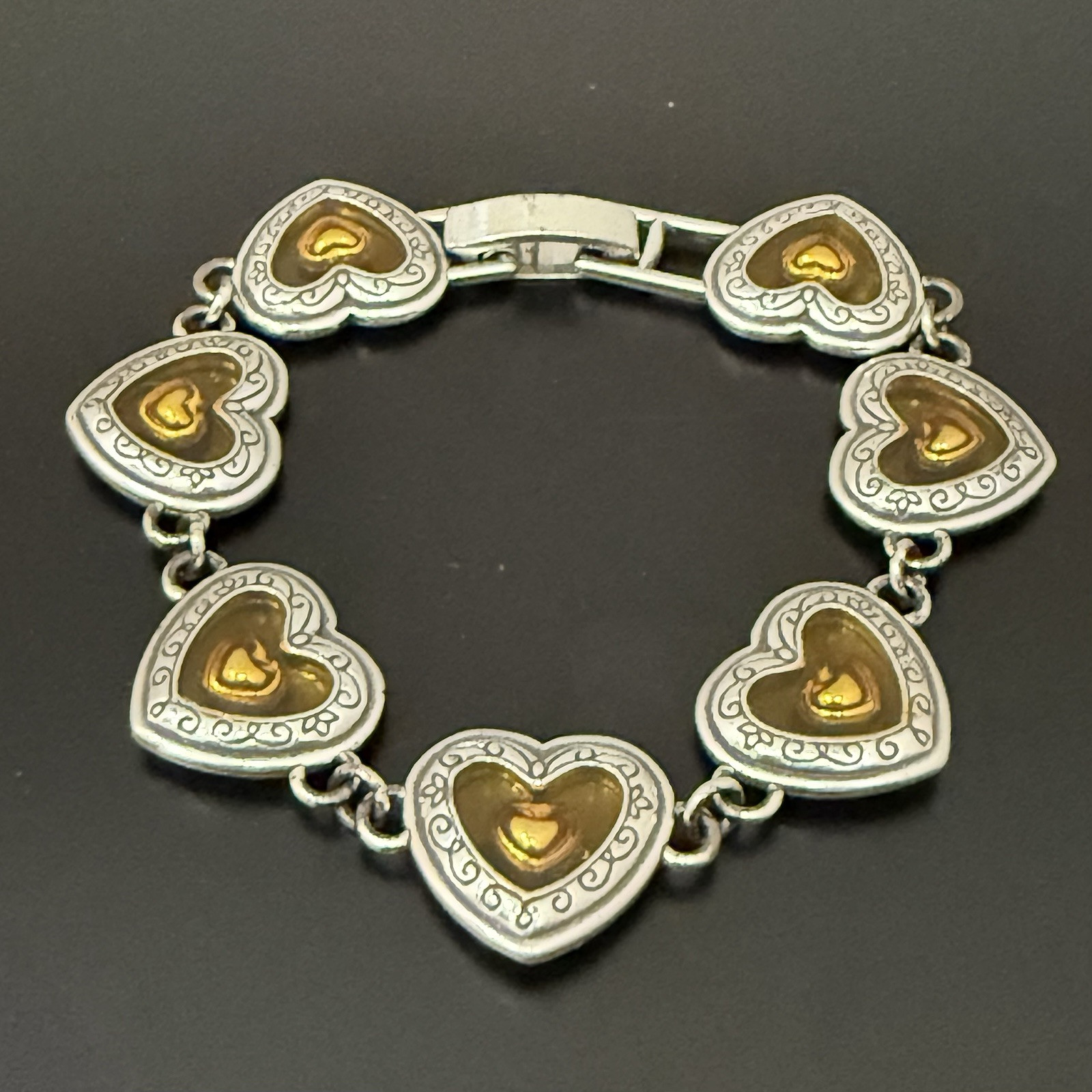 Retired BRIGHTON Free Floating Hearts Lucite Heart Links 7.75” Bracelet 30g.