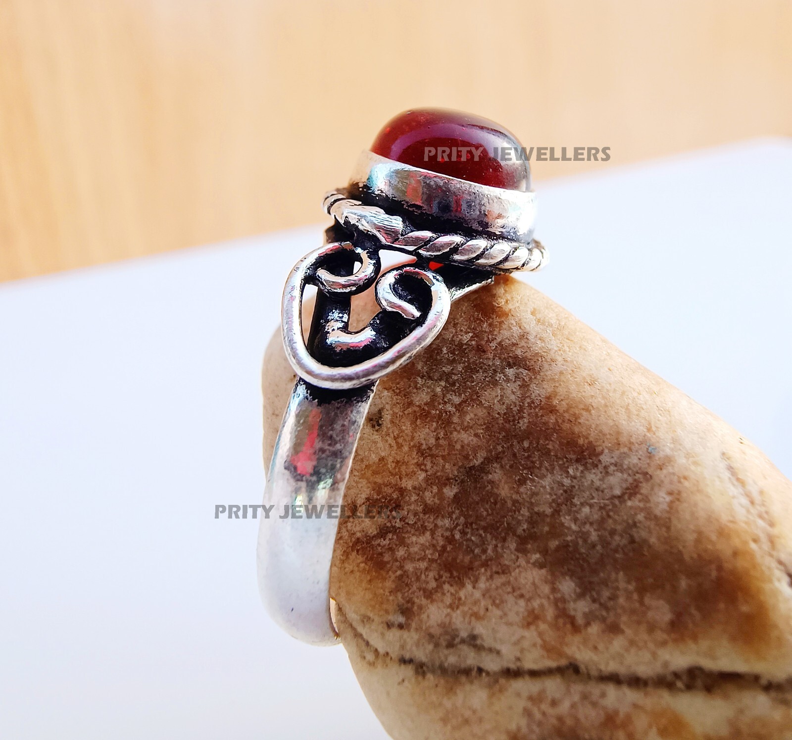 Natural Red Onyx Silver Plated Ring, Handmade Ring, Onyx Ring All Size Available