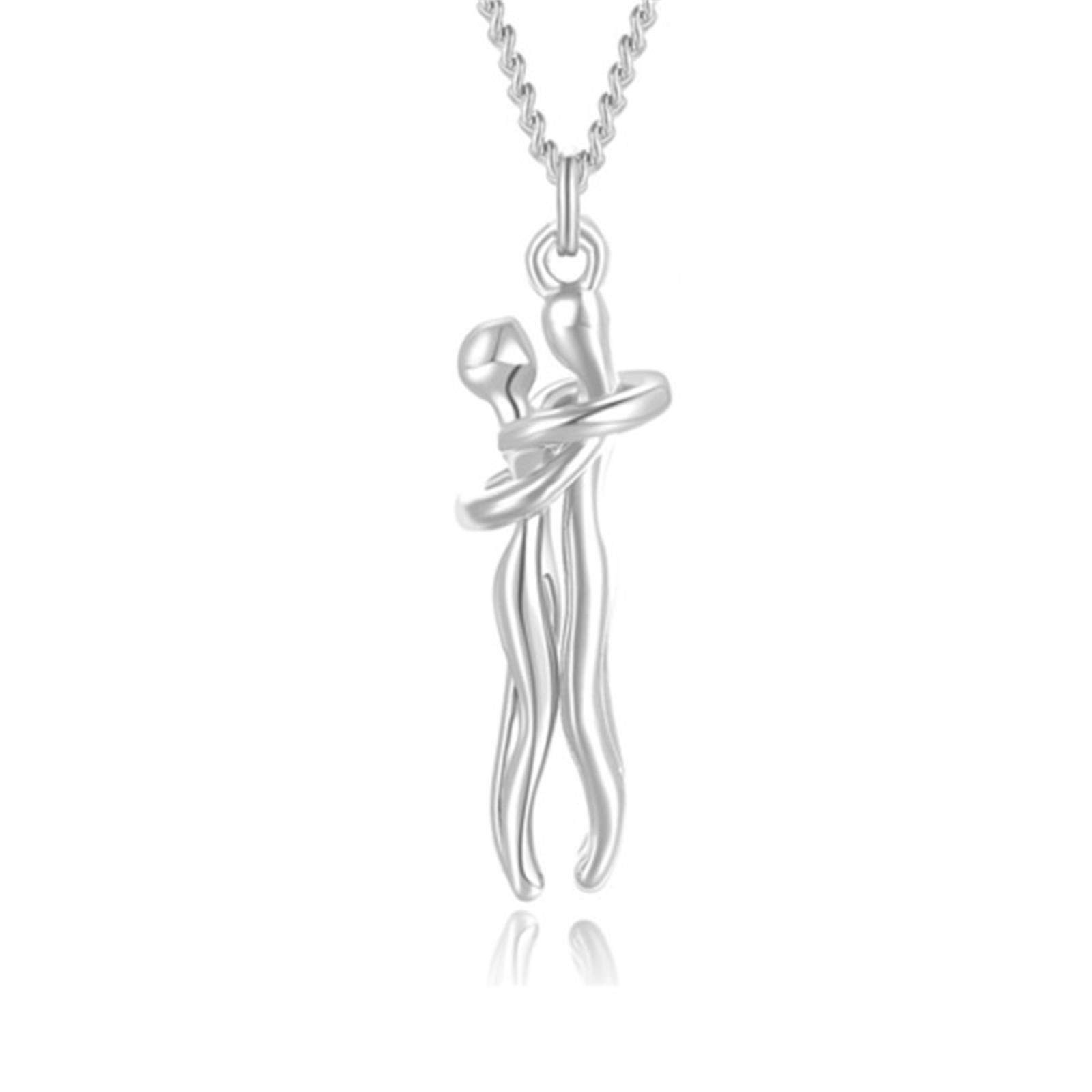 Caiyao Affectionate Hug Necklace Couples Pendant Chain Jewelry Gift