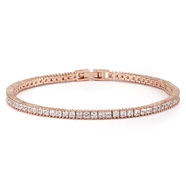 ELLE Accessories Women Bold Square Cubic Bracelet Rose Gold 17cm * 2.9mm