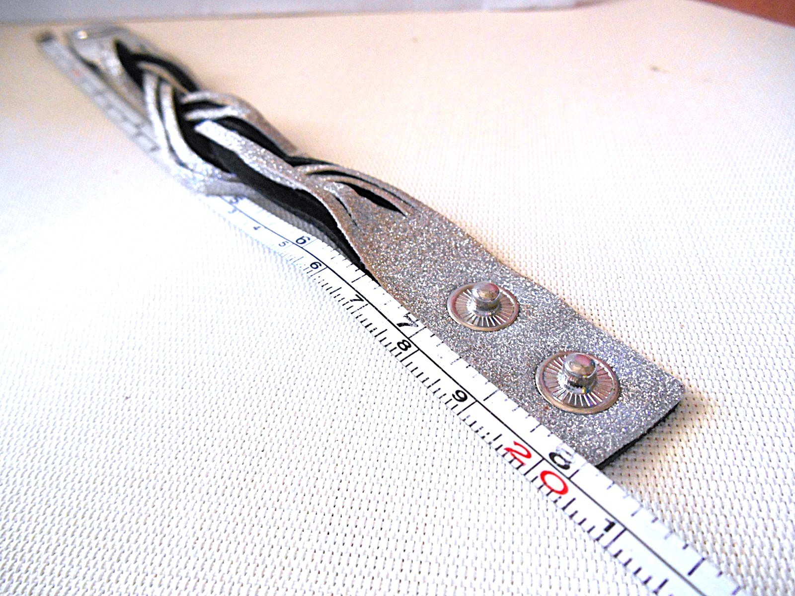 Silvertone & Black Adjustable Snap Bracelet