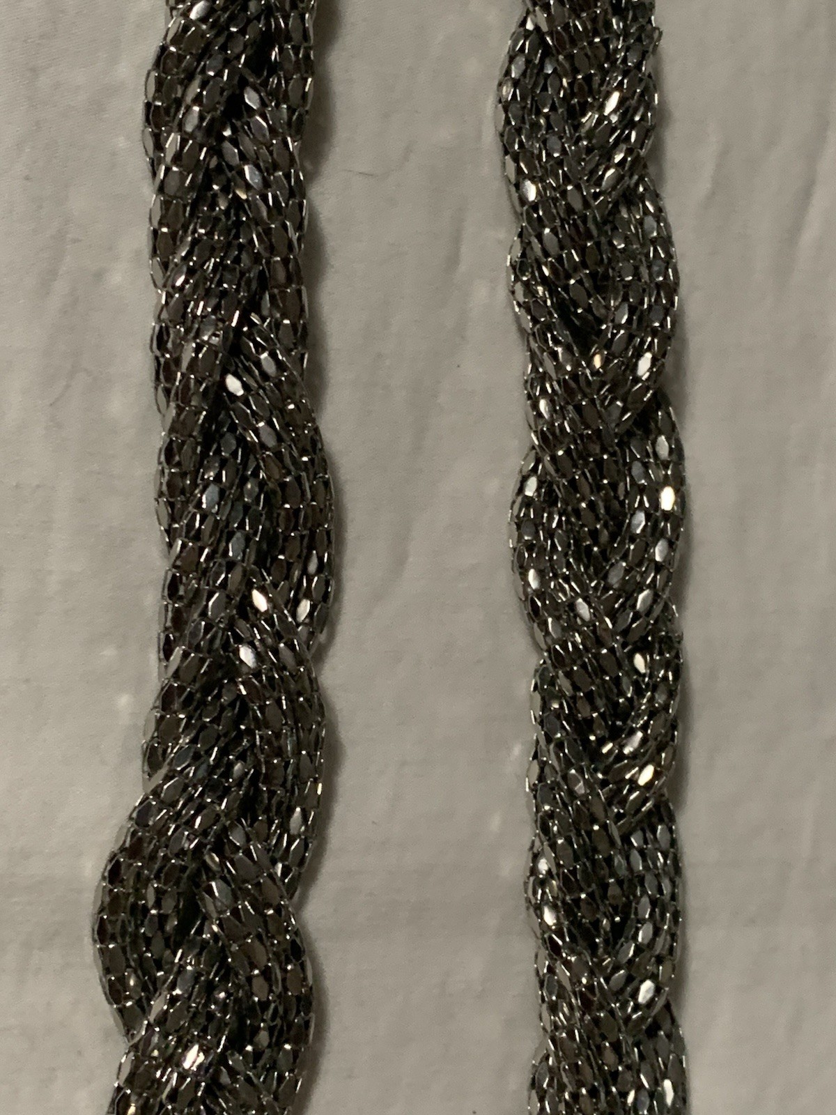 Express Gunmetal Tone Mesh Chain Braided Choker Necklace 19 In Adj. Shiny