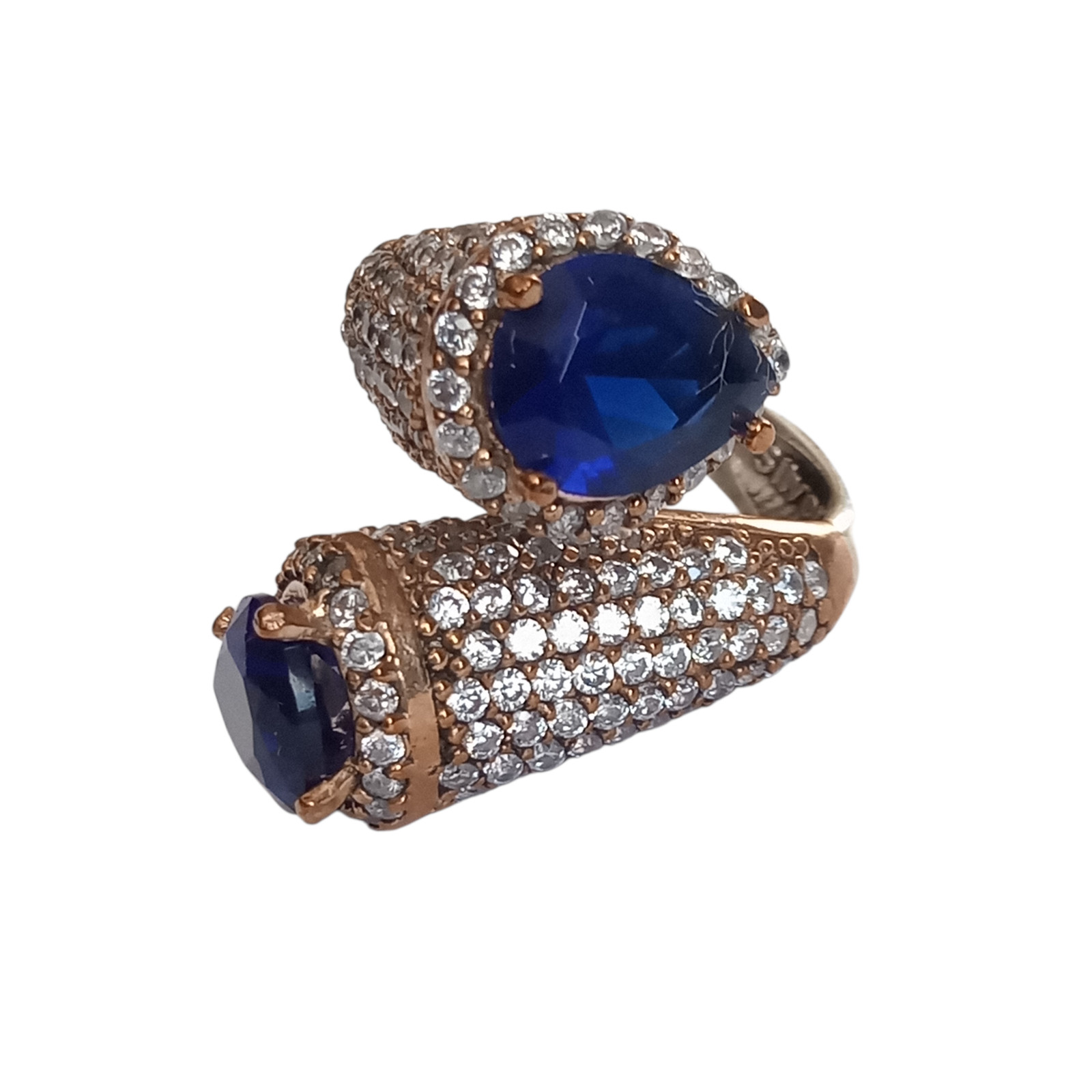 Sapphire Topaz 925 Sterling Silver and Bronze Handmade Hurrem Sultan Ring Size 7