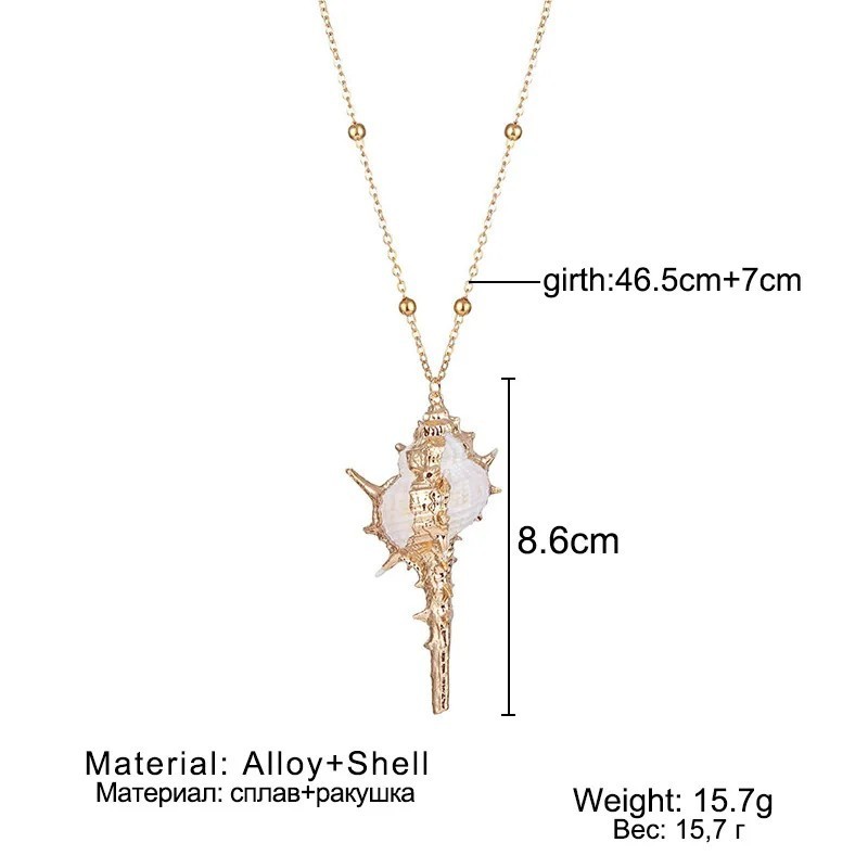 Murex Sea Shell Pendant Necklace Gold Mermaid Beach Nautical Boho Jewelry