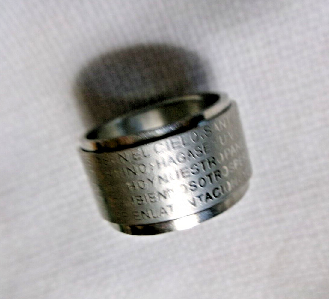 Spinner Ring “The Lord’s Prayer” IN SPANISH Stainless Steel Size 6 ~ 1/2″ Wide