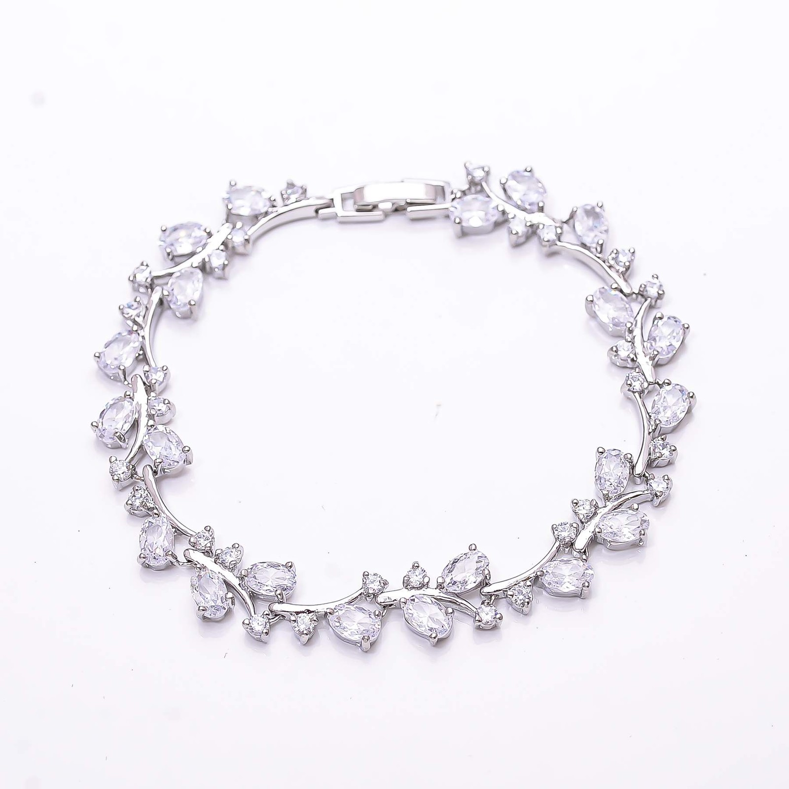 White Topaz & Cubic Zirconia 925 Sterling Silver Tennis Bracelet 7.99″ B58