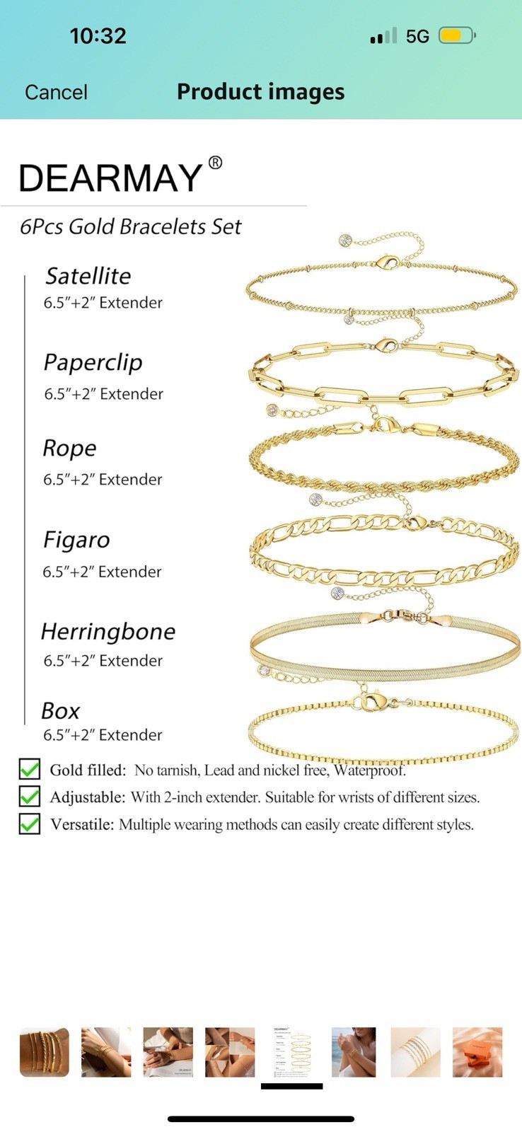 Gold Bracelets For Women Waterproof 14k Gold Plated Jewelry