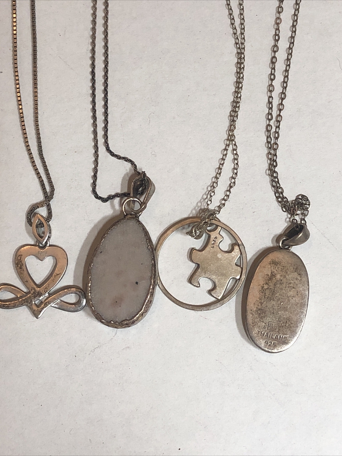 4. Vintage 925 Sterling Silver Mixed materials Chain Necklaces Lot of 8, 37g