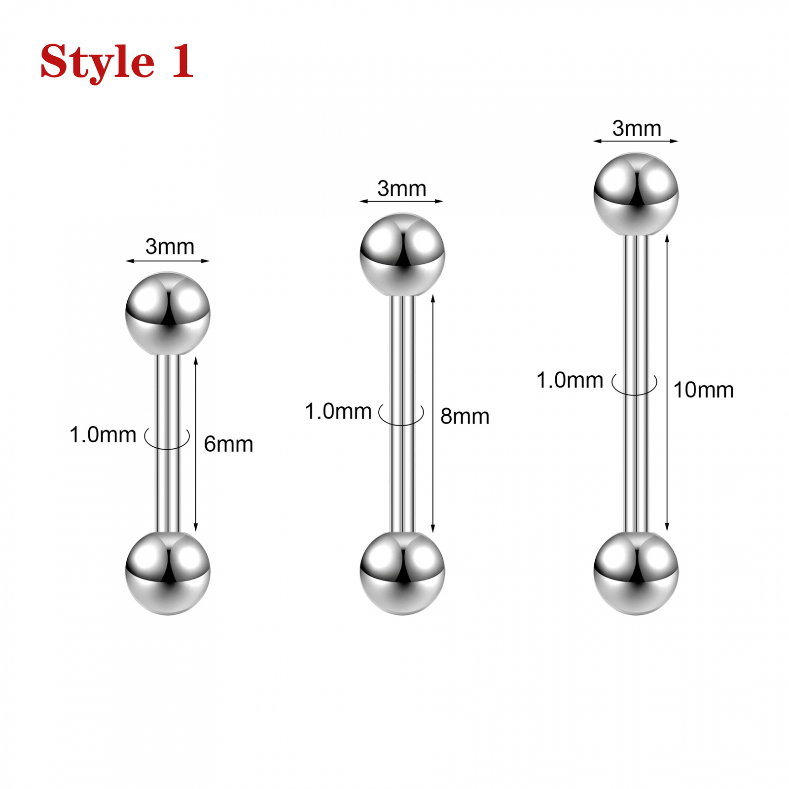 16G 18G Stainless Steel Stud Earring Spike Helix Tragus Barbell Piercing Jewelry
